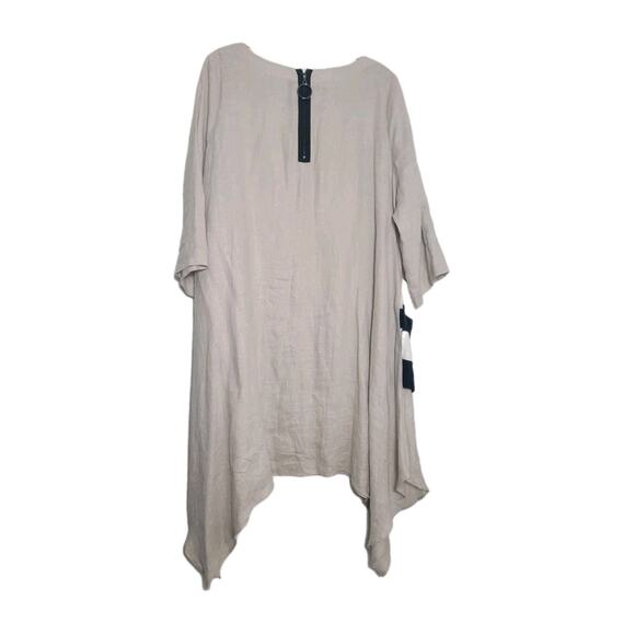 IC By Connie K Linen Biege Dress Striped Pockets Lagenlook Boho Size XXL - Picture 2 of 5